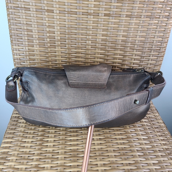 Lamarthe Paris Metallic Brown Small Leather Shoulder Bag Stud Accents - Picture 4 of 16